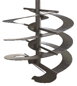 Highly customized to each application, high viscosity, custom diameters, bottom sweeps added, 1:1 or ½:1 helix pitch most common, variable Np